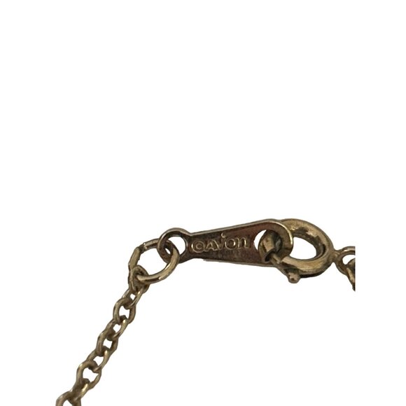 Vintage Avon Gold Tone Necklace With Blue Floral Pendants - Picture 4 of 4